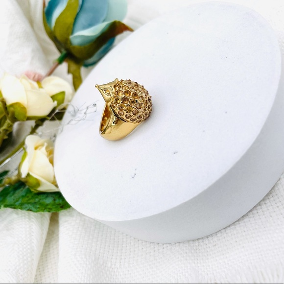 Auth Kate Spade Gold Into The Woods Hedgehog Cocktail Ring Size Of 6 - Picture 5 of 5